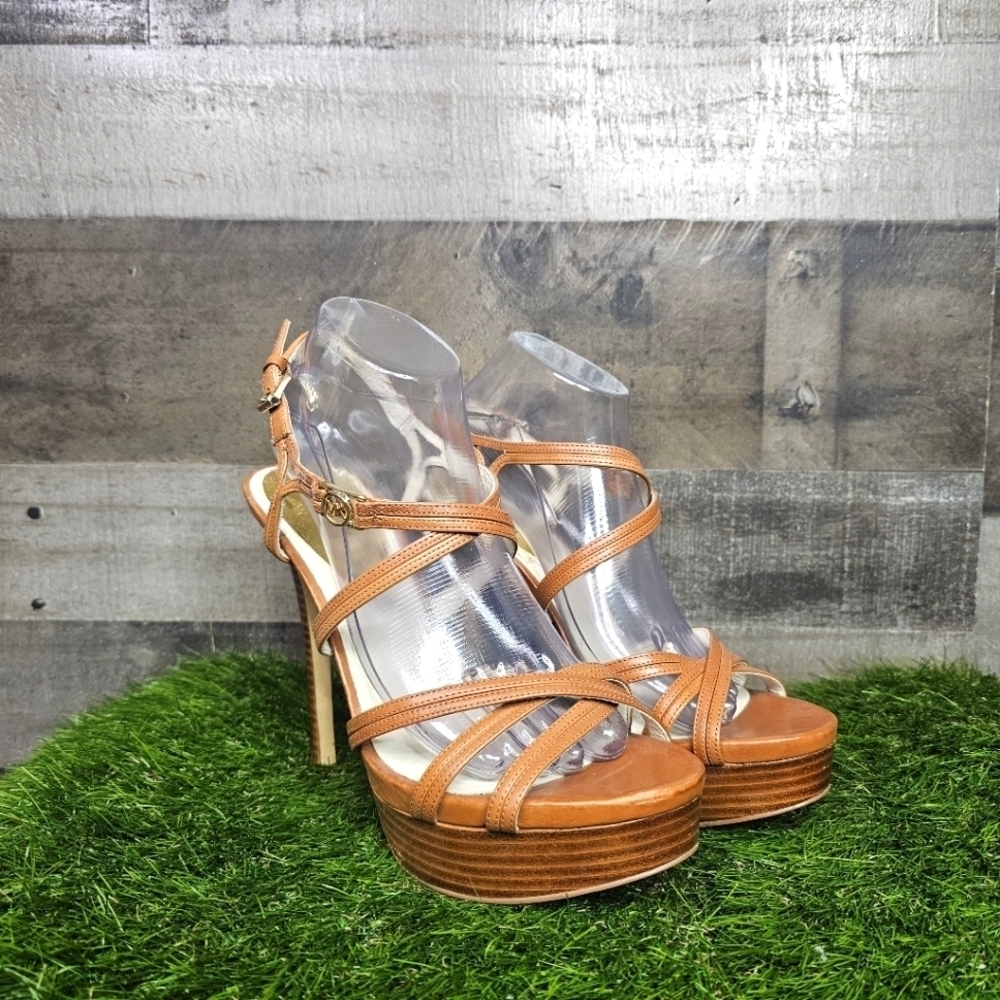 New MICHAEL Michael Kors Camel Tan Strappy Sandals | 10 - Picture 2 of 11